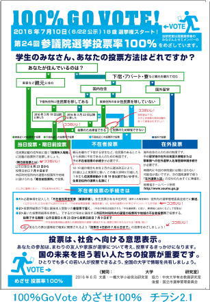 一橋大学小岩信治研究室100％GO VOTEチラシV2.1